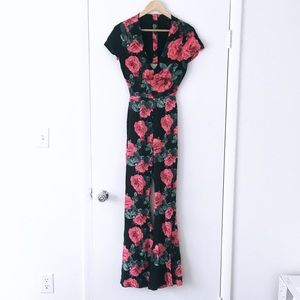 Floral Jumpsuit with Back Cutout